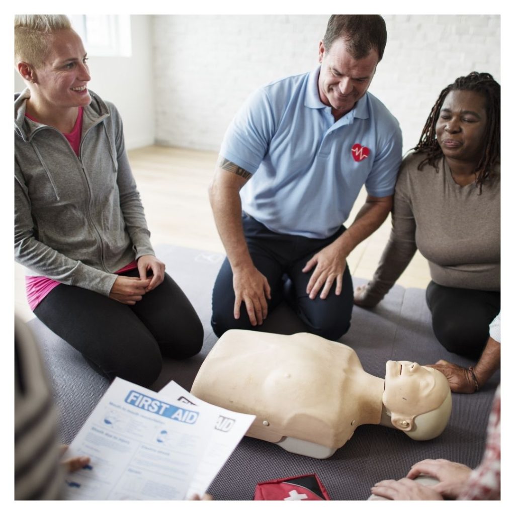 students training on CPR