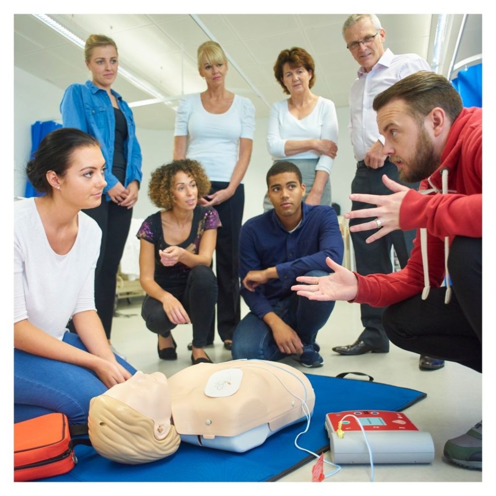 adults learning medical procedure