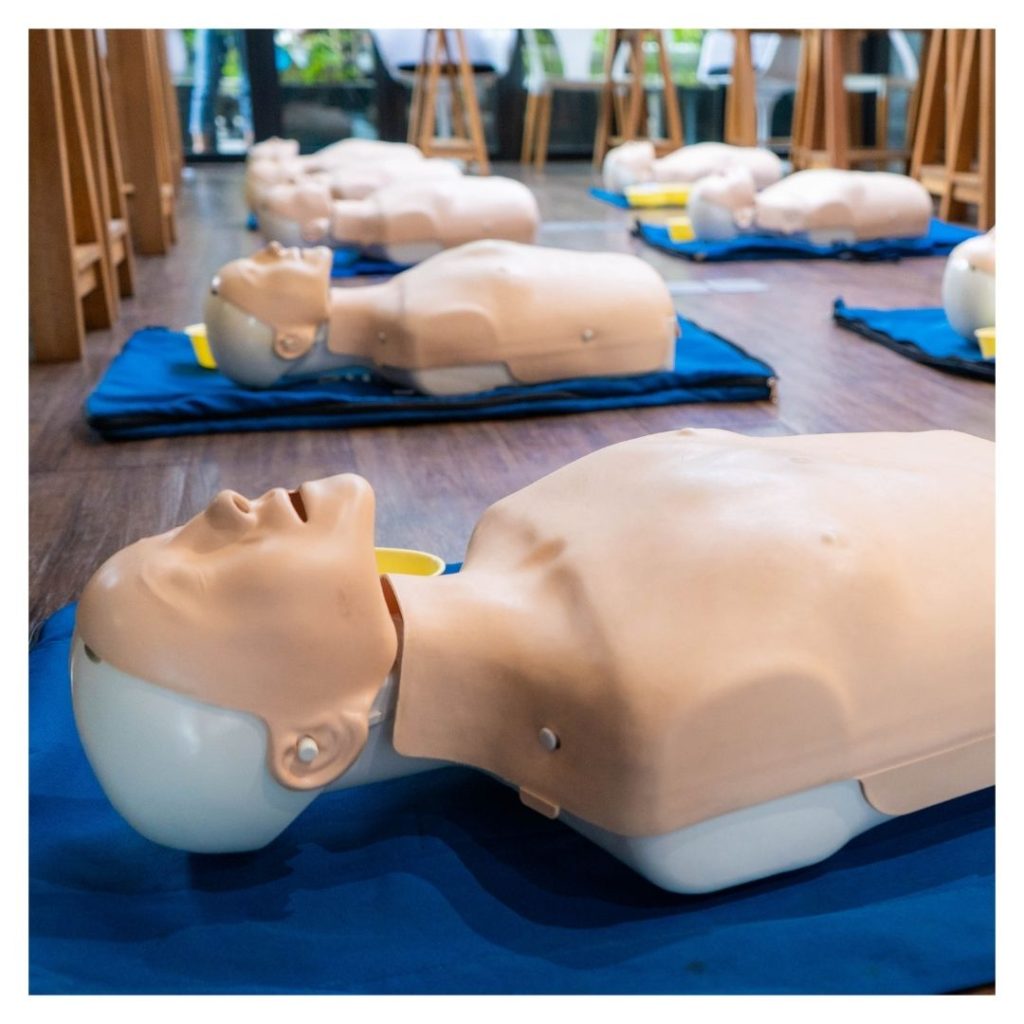 row of CPR dummies