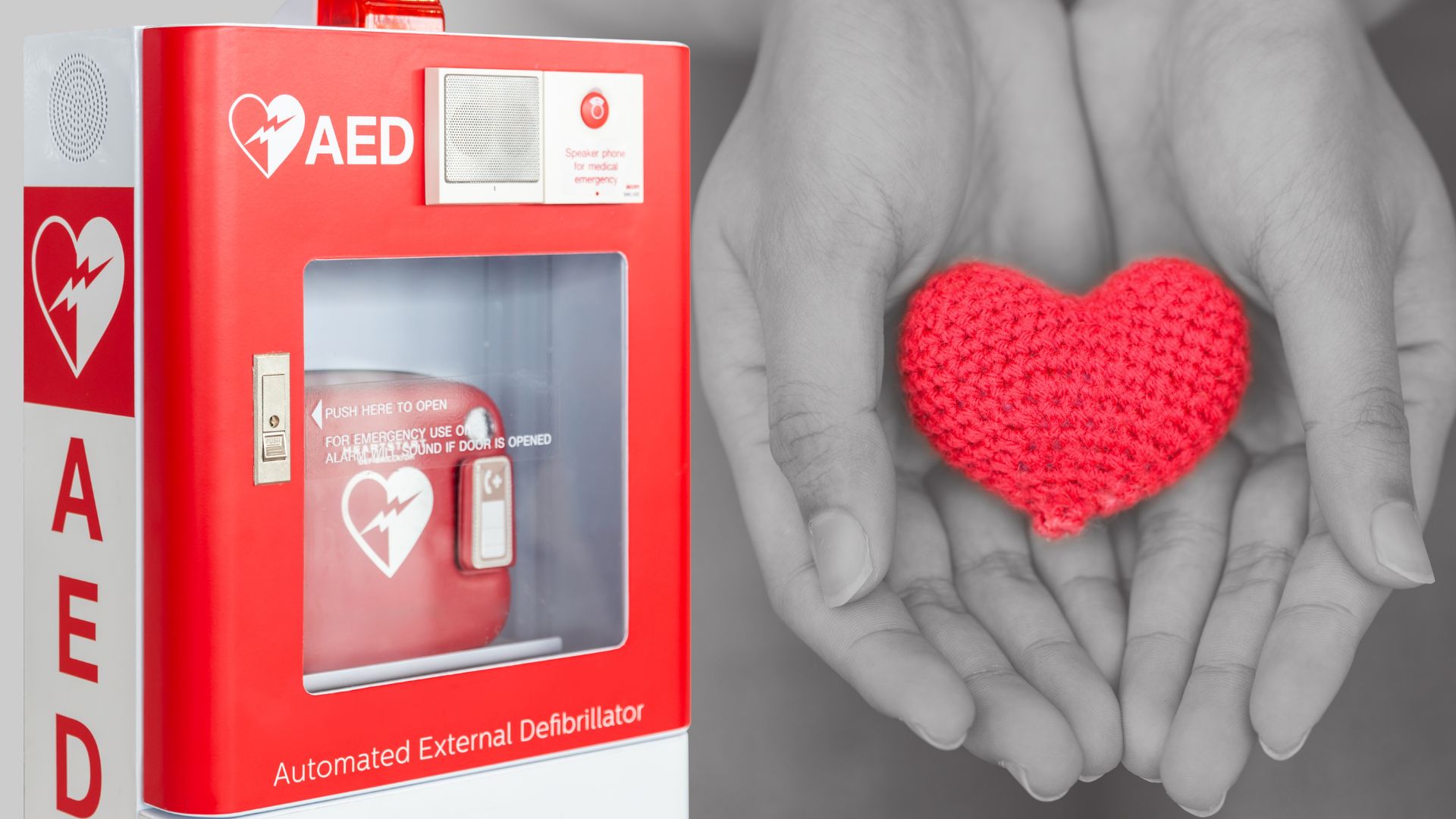 AED and crocheted heart